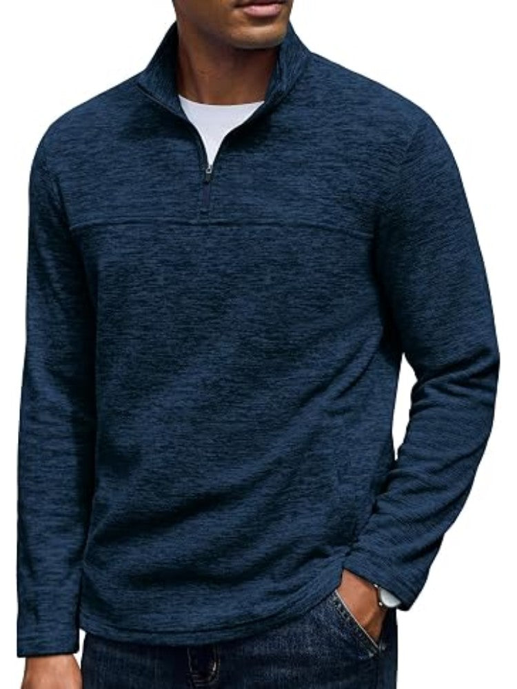 Fleece Quarter Zip Pullover Mock Neck Sweatshirt (US Only)