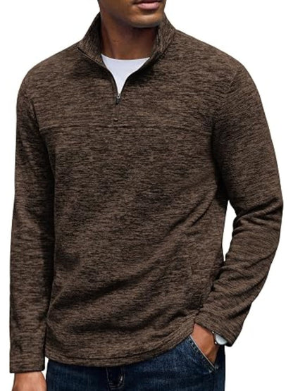 Fleece Quarter Zip Pullover Mock Neck Sweatshirt (US Only)