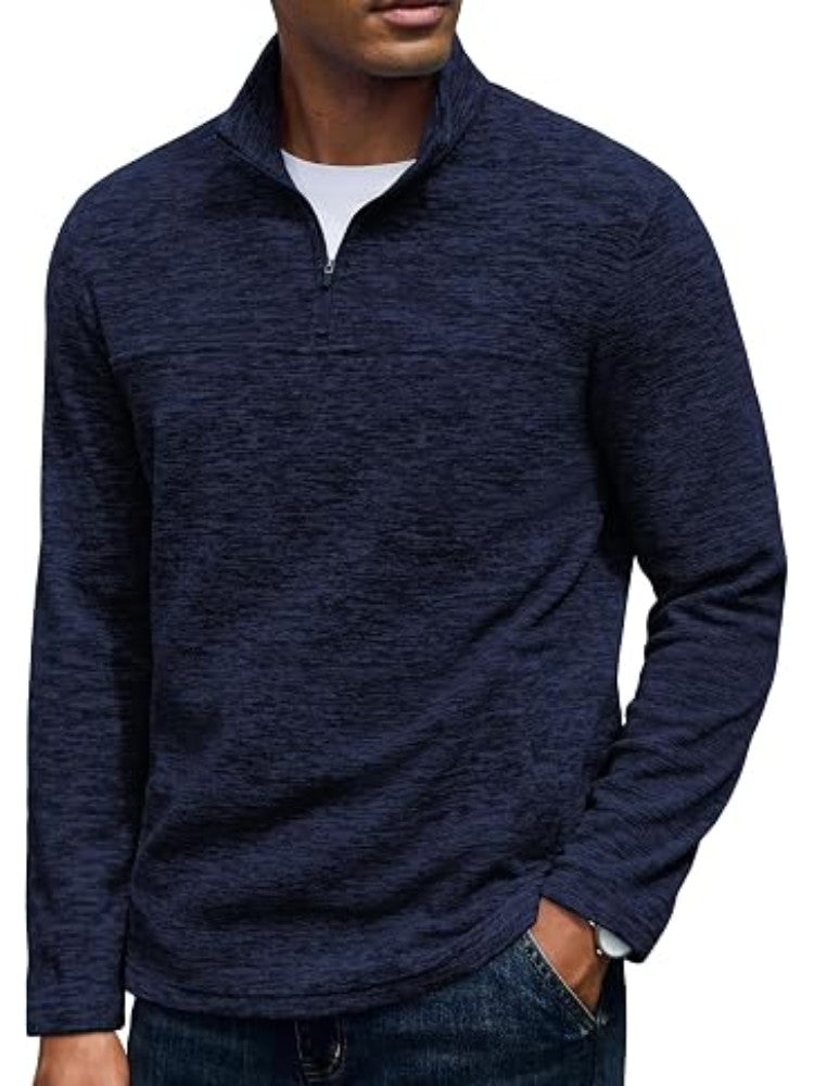 Fleece Quarter Zip Pullover Mock Neck Sweatshirt (US Only)