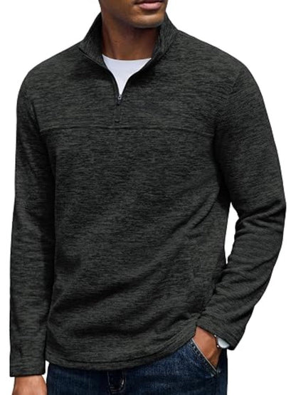 Fleece Quarter Zip Pullover Mock Neck Sweatshirt (US Only)
