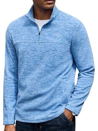 Fleece Quarter Zip Pullover Mock Neck Sweatshirt (US Only)