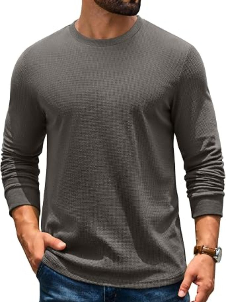 Waffle Knit Thermal Crew Neck Shirt (US Only)