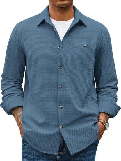 Waffle Corduroy Button Down Long Sleeve Shirt (US Only)