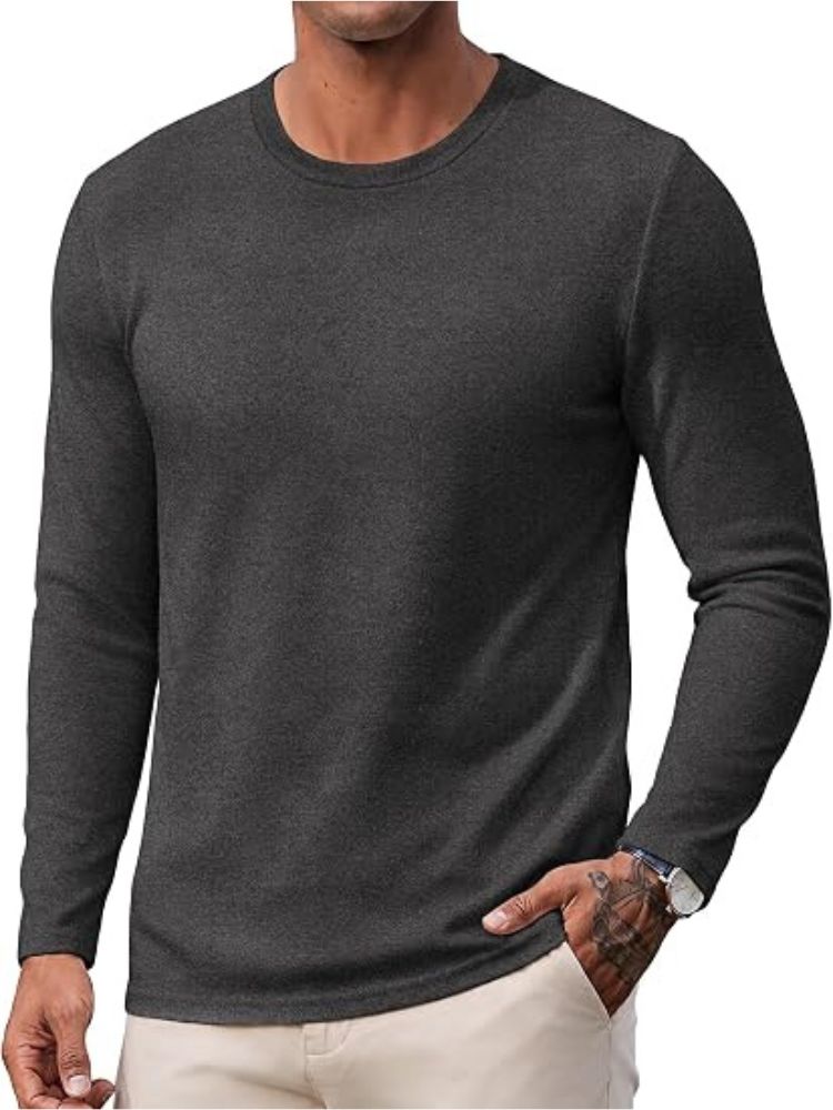 Crew Neck Long Sleeve Soft Lightweight Basic T-Shirt (US Only)