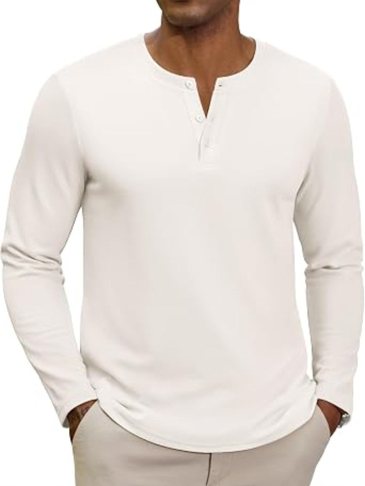 Midweight Henley Button Placket Casual Shirt (US Only)