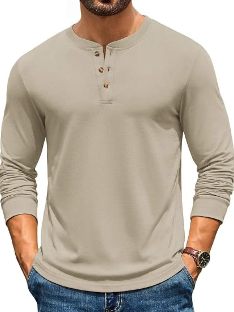 Henley Cotton Blend Casual Pullover Top (US Only)