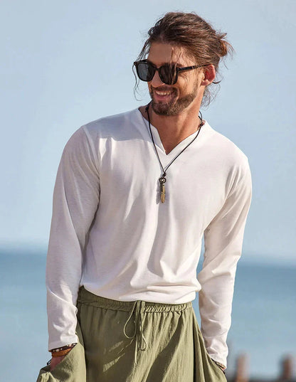 Loose V Neck Long Sleeves Shirt (Live Only)