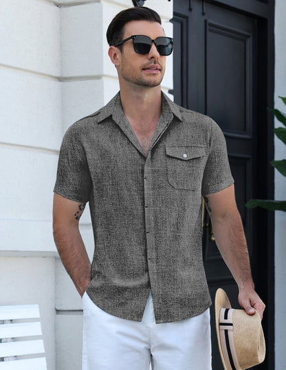 Casual Button Down Short Sleeve Shirt with Pocket (US Only)