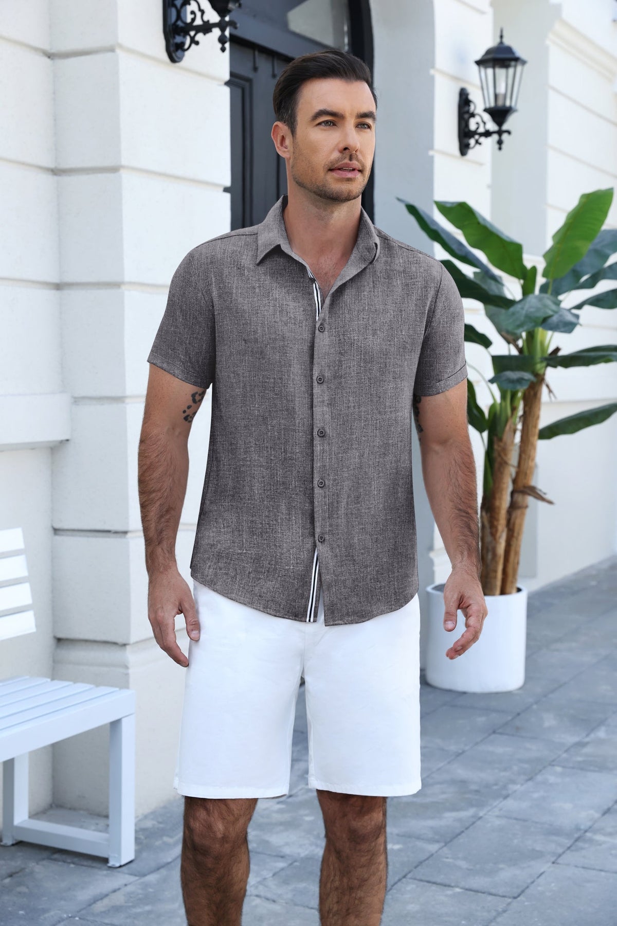 Timelss Contrast Placket Short Sleeve Shirt (US Only)
