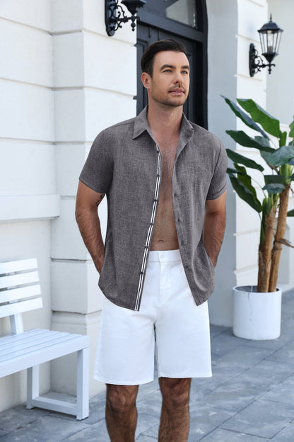 Timelss Contrast Placket Short Sleeve Shirt (US Only)