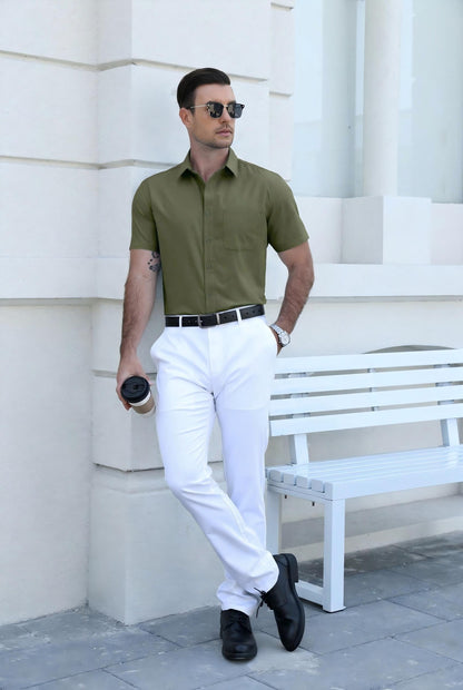 Casual Button Down Short Sleeve Dress Shirt (US Only)