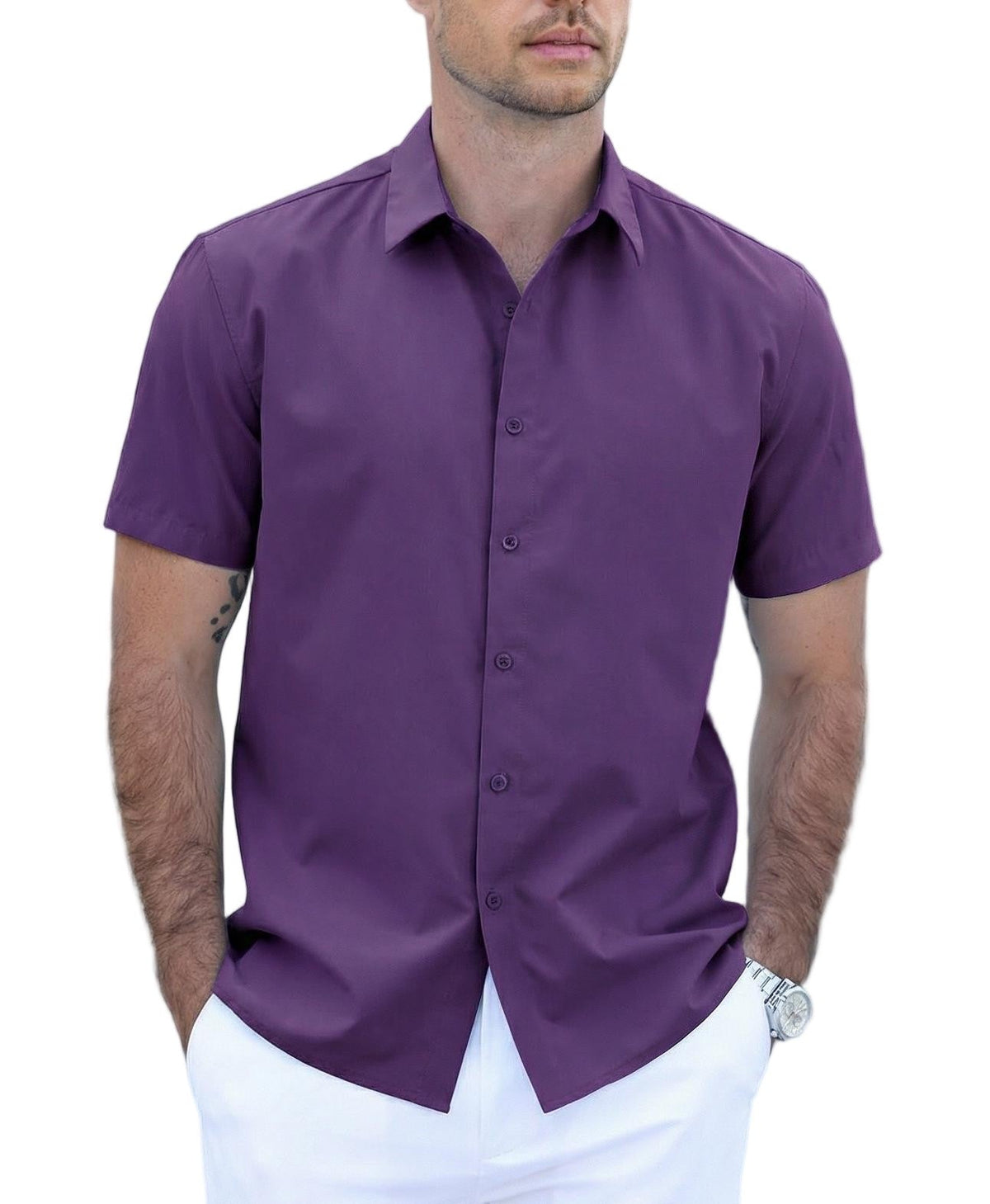 Casual Button Down Short Sleeve Dress Shirt (US Only)