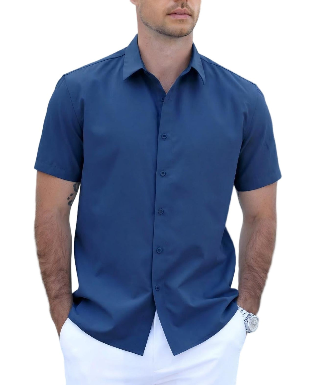 Casual Button Down Short Sleeve Dress Shirt (US Only)