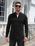 Quarter Zip Casual Knit Mock Neck Pullover Sweater (US Only)