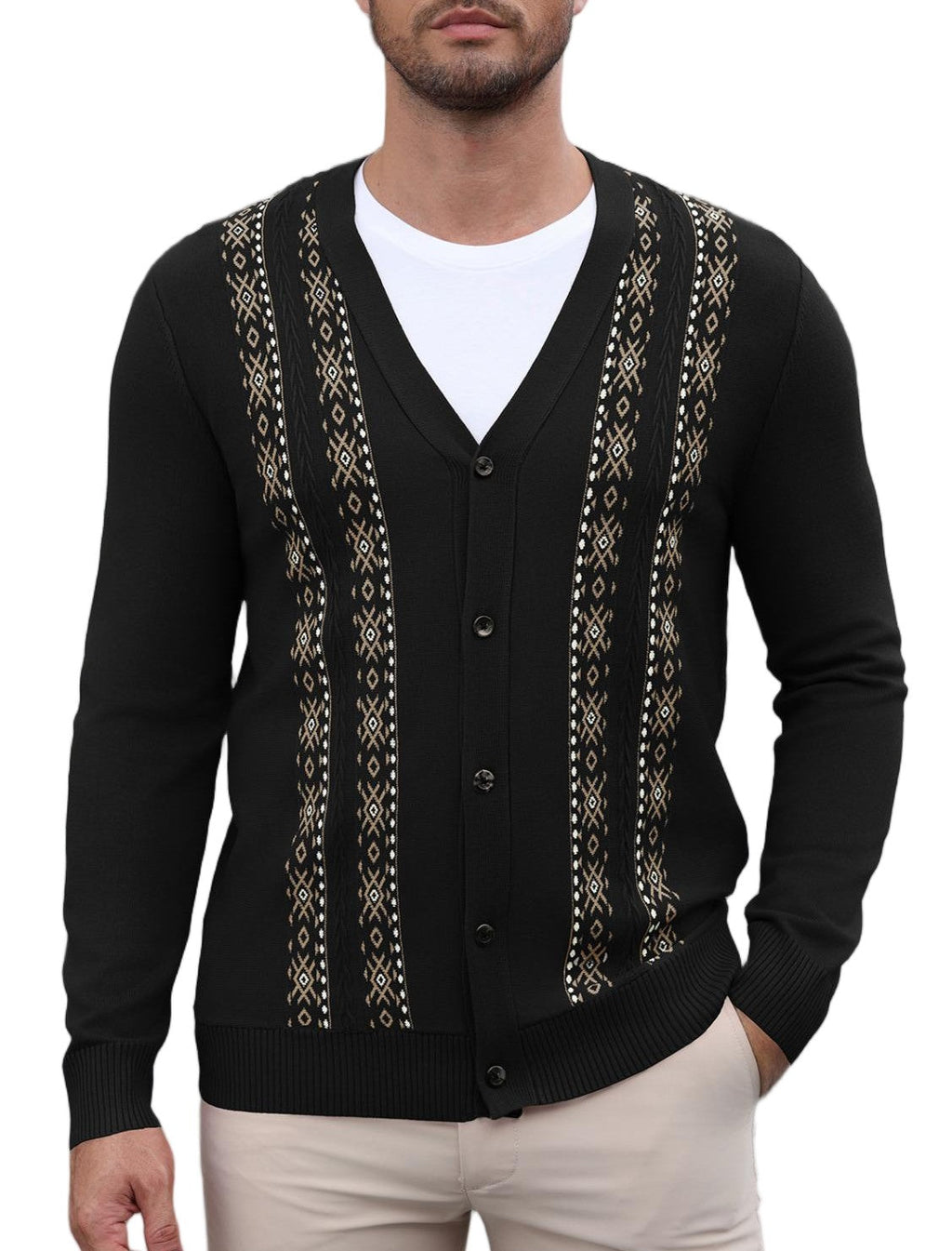Vintage Striped V-Neck Button Down Cardigan Sweater (US Only)