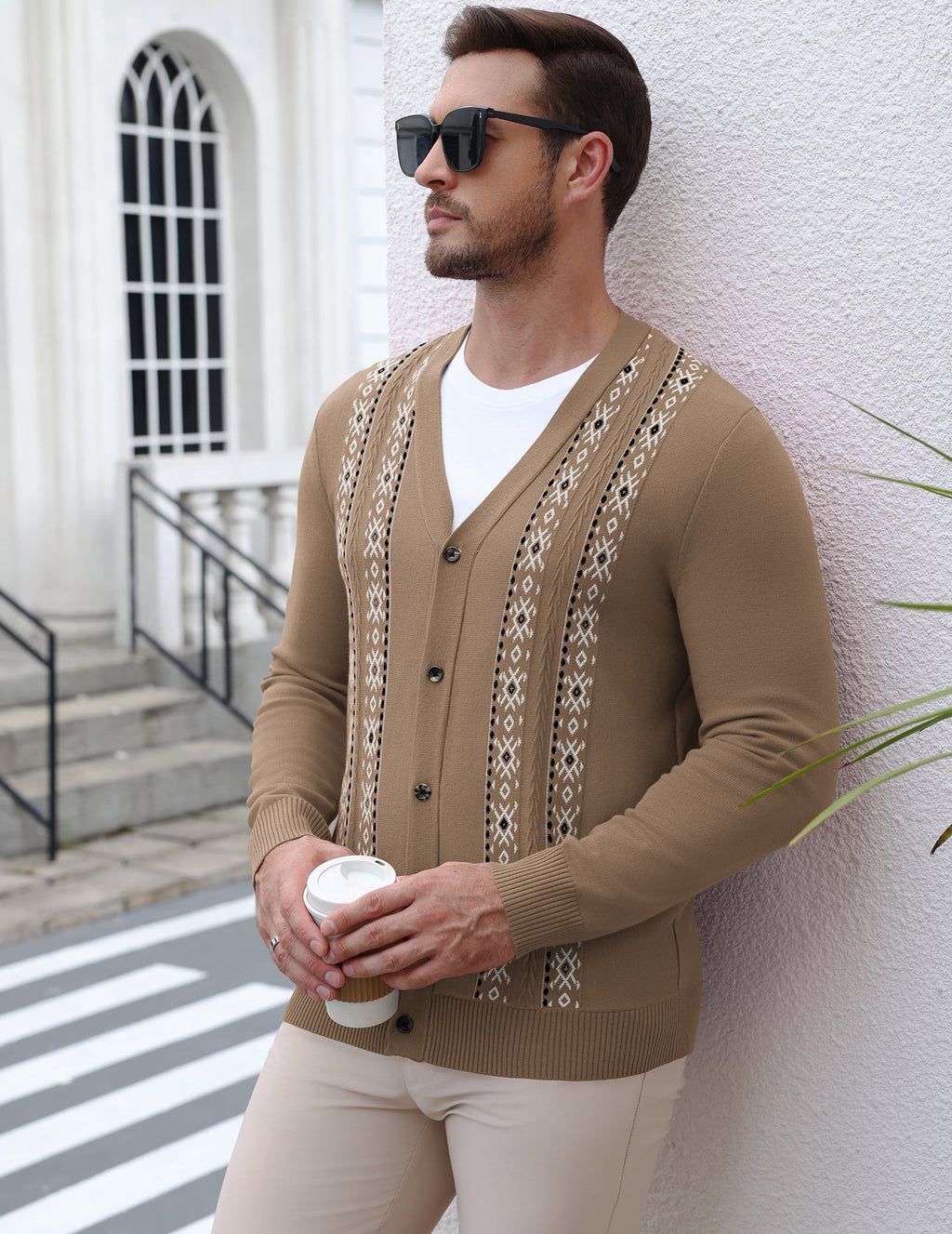 Vintage Striped V-Neck Button Down Cardigan Sweater (US Only)