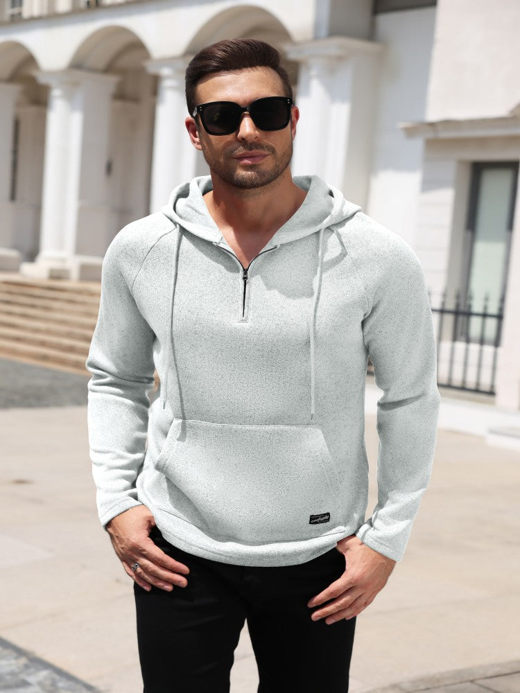 Lightweight Quarter Zip Hoodie with Kangaroo Pocket (US Only)