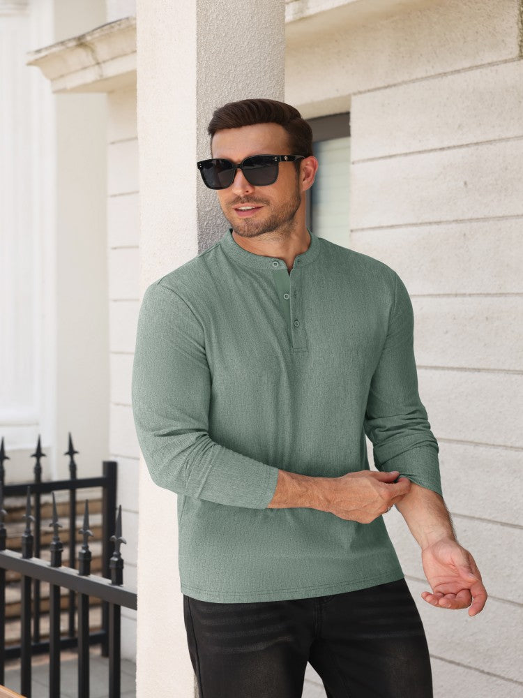 Men's Long Sleeve Button Henley Shirt (US Only)
