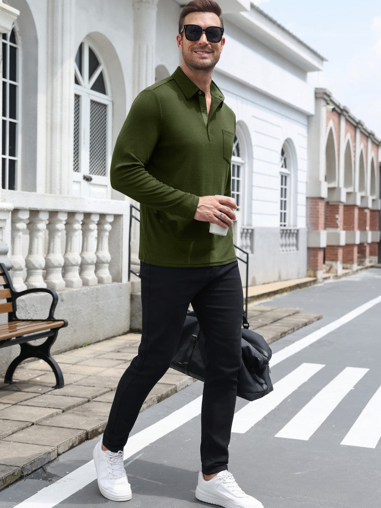 Basic Lightweight Dry Fit Long Sleeve Polo Shirt (US Only)