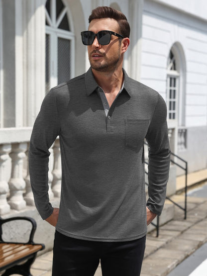 Basic Lightweight Dry Fit Long Sleeve Polo Shirt (US Only)