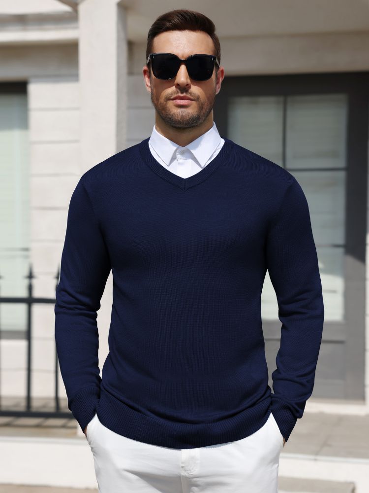 Regular Fit V-Neck Knit Pullover Sweater (US Only)