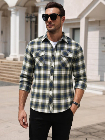 Lightweight Plaid Long Sleeve Flannel Button Down Shirt (US Only)