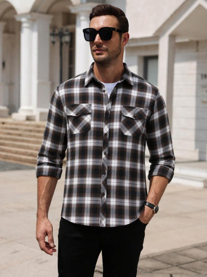 Lightweight Plaid Long Sleeve Flannel Button Down Shirt (US Only)