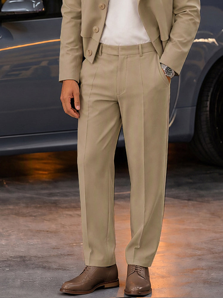 Smart Casual Cropped Trench Jacket and Pants Set