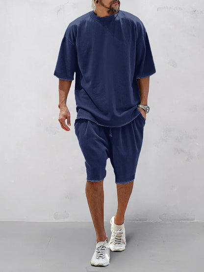 Casual Loose Fit Solid Sports Sets