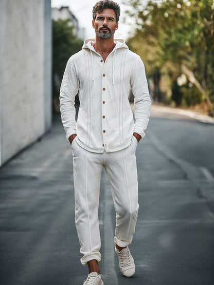 Leisure Hooded Shirt Pants Set