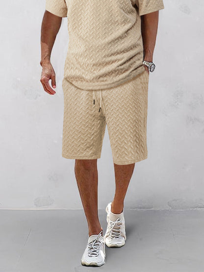 Simple Chic Textured Polo Shirt Set