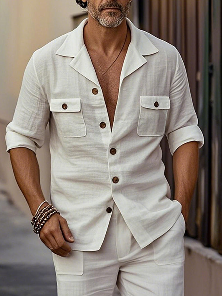 Lightweight Cotton Suit Jacket Shorts Set