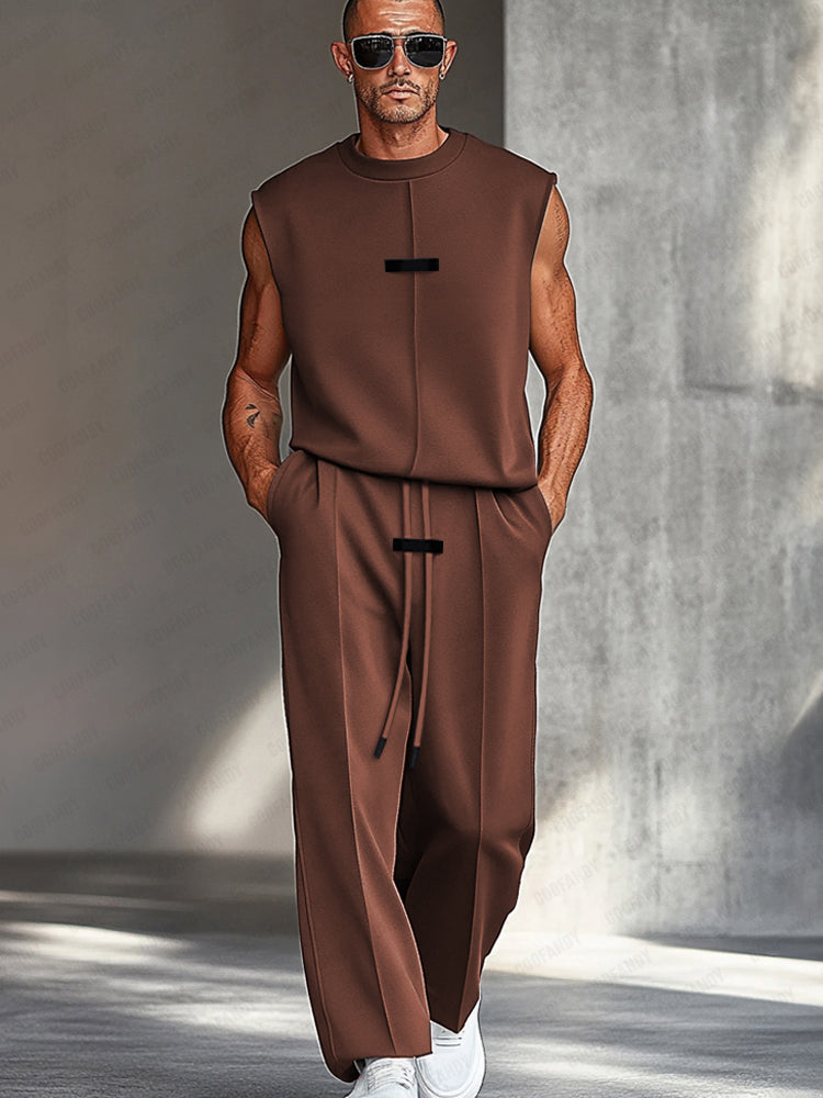 Simple Sharp Tank Top Pants Set