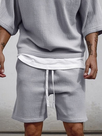 Casual Relaxed Fake 2-Piece T-Shirt Set