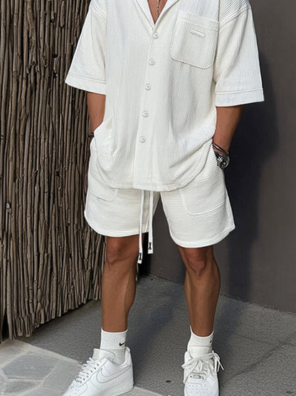 Stylish Striped Textured Casual Set