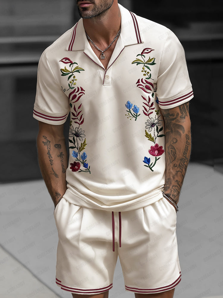 Premium Embroidered Floral Casual Set