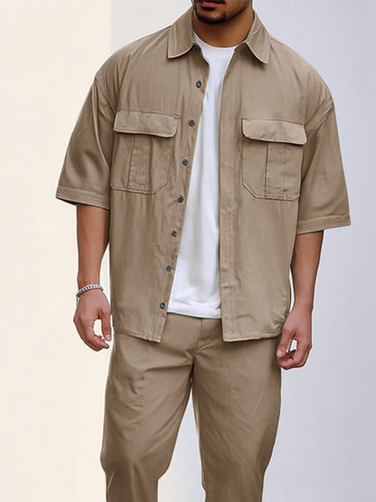 Casual Versatile Shirts Pants Set