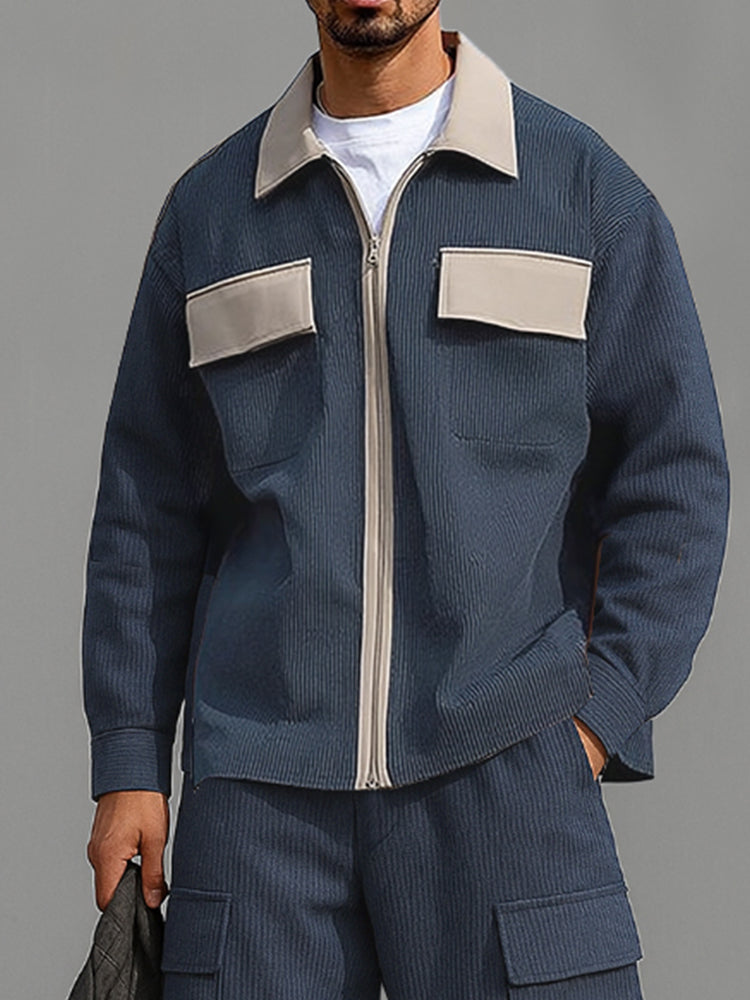 Utility Color Block Corduroy Matching Set