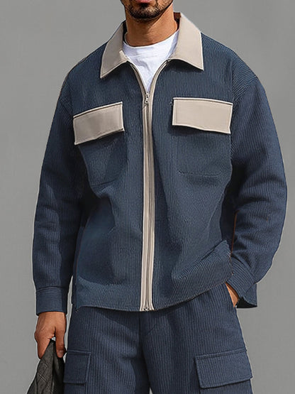 Utility Color Block Corduroy Matching Set