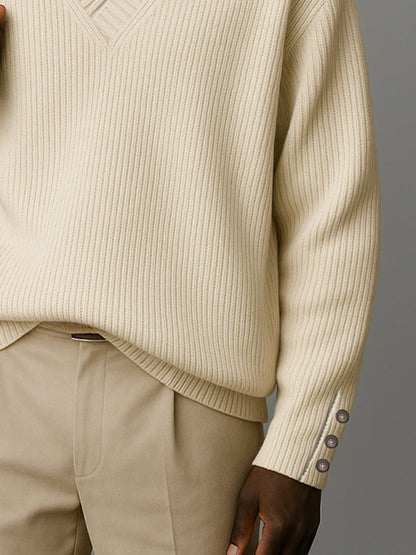 Versatile Basic V-Neck Pullover Sweater