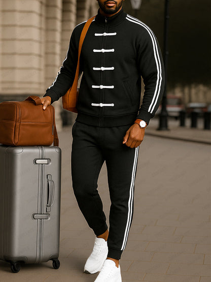 Athleisure Toggle Zip Dual Placket Jacket Set
