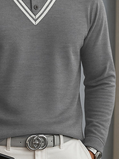 Versatile Colorblock Stripe Collar Shirt