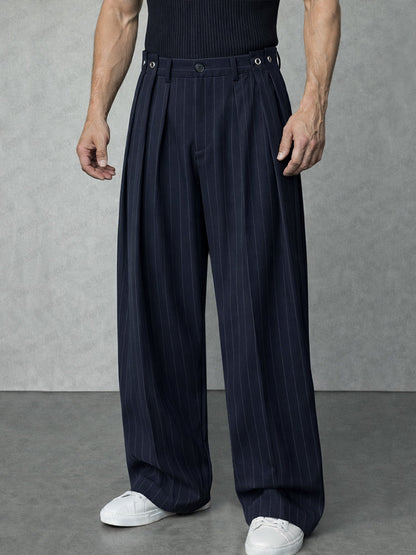Modern Loose Fit Pinstripe Suit Pants