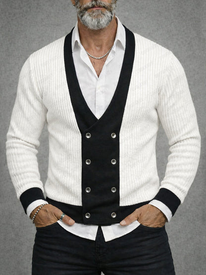 Casual Colorblock Textured Knit Spring Cardigan