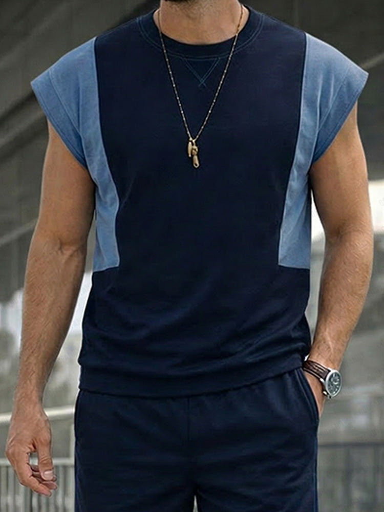 Athleisure Colorblock Tank Top and Shorts Set