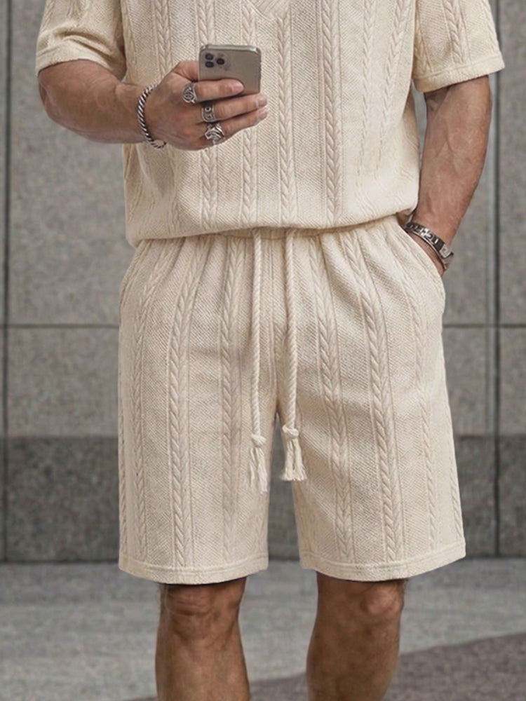 Relaxed Fit Jacquard T-Shirt Shorts Set