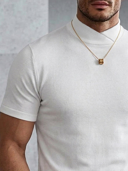 Slim Fit Cross Neck Short Sleeve T-Shirt