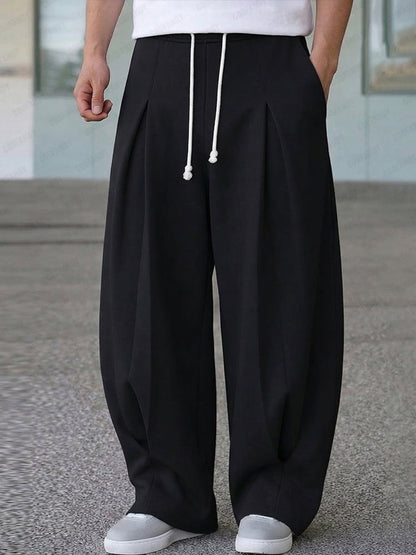 Casual Relaxed Fit Pleated Sweat Pants