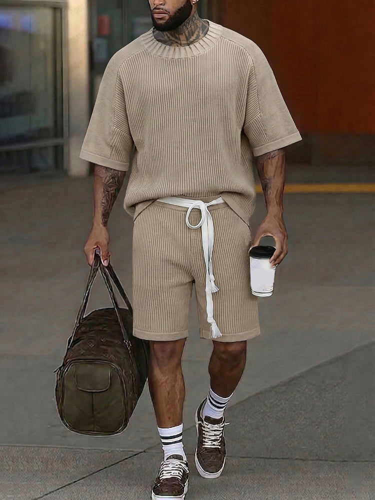 Effortless Summer Breathable Knit Shorts Set