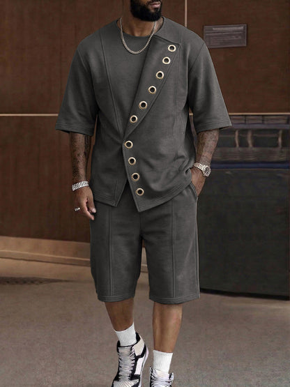 Unique Grommets Design T-Shirt Shorts Set